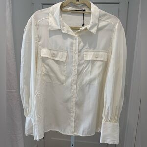 Zara Cream Collared Shirt size Large